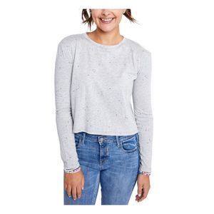 SUNDOWN BY SPLENDID Womens Gray Printed Crew Neck T-Shirt Juniors L
